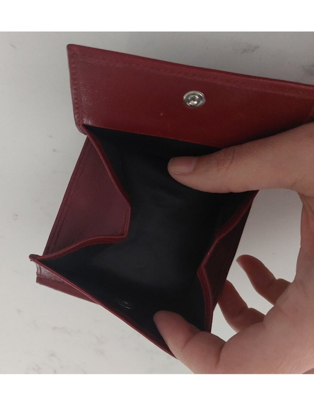 Fiocchi Italy Genuine Leather Men's Viennese Box Coin Purse Wallet Oxblood Red